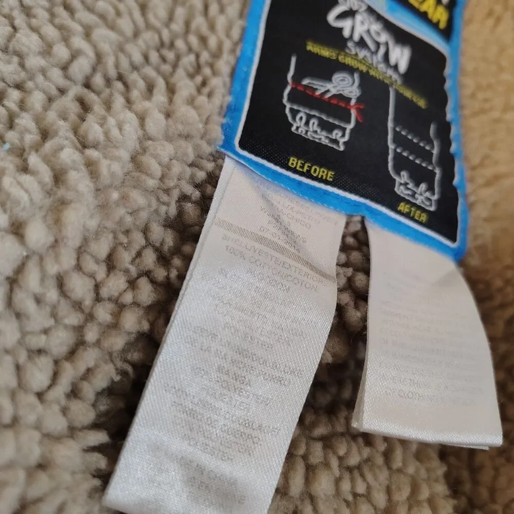 Walls Workwear Canvas Chore Jacket Boys XS 4-5 Tan Sherpa Lined Hooded - Picture 9 of 9